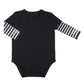 Stephan Baby F4796 Snapshirt-Style Diaper Cover with Tattoo Sleeves, Stripes, Black/White, Fits 6-12 Months