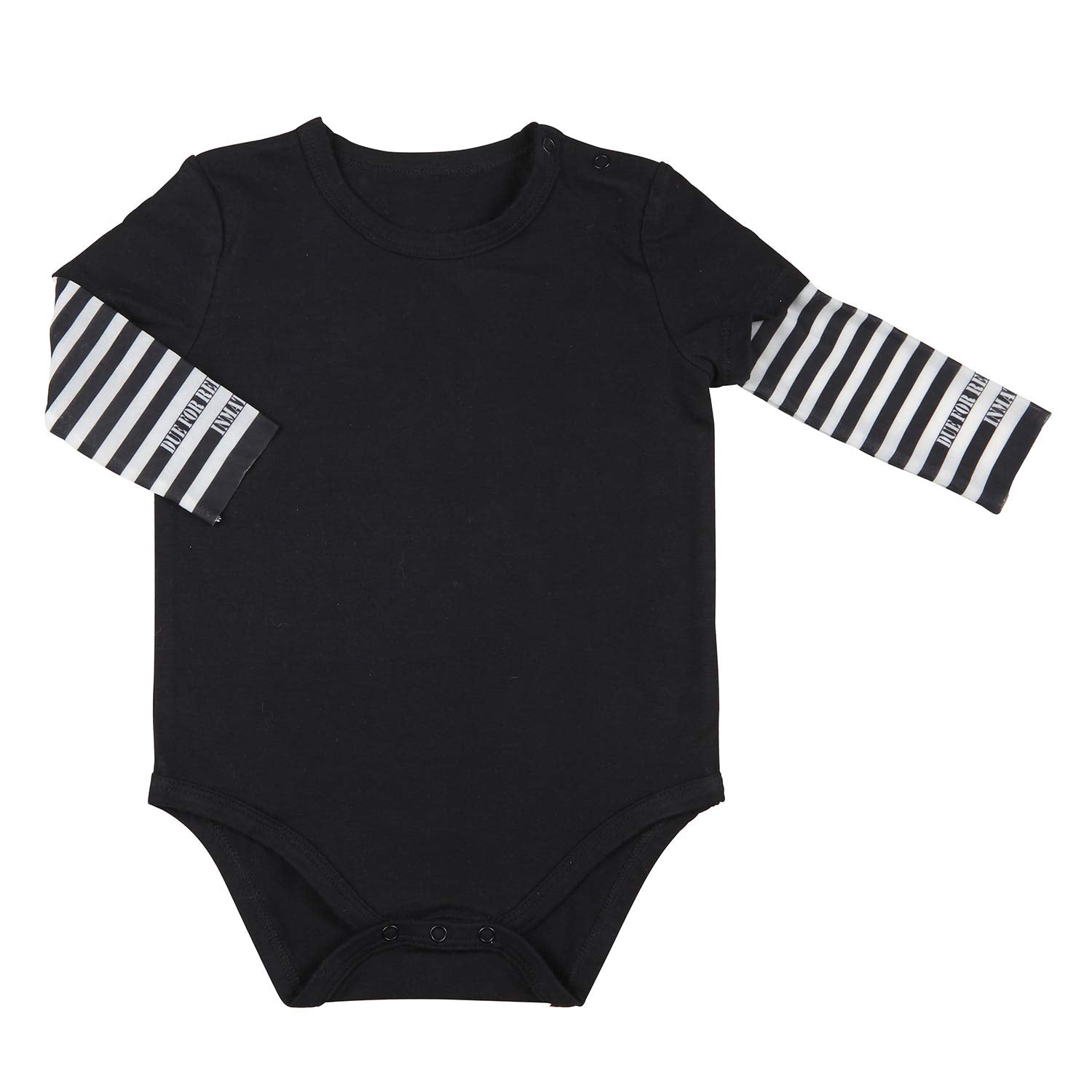 Stephan Baby F4796 Snapshirt-Style Diaper Cover with Tattoo Sleeves, Stripes, Black/White, Fits 6-12 Months