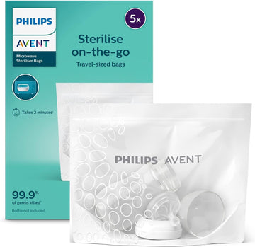 Philips Avent Microwave Sterilizing Bag | Kills 99.9% Germs | Sterilizes Bottles, Breast Pump And Baby Products In 90 Sec | 100 