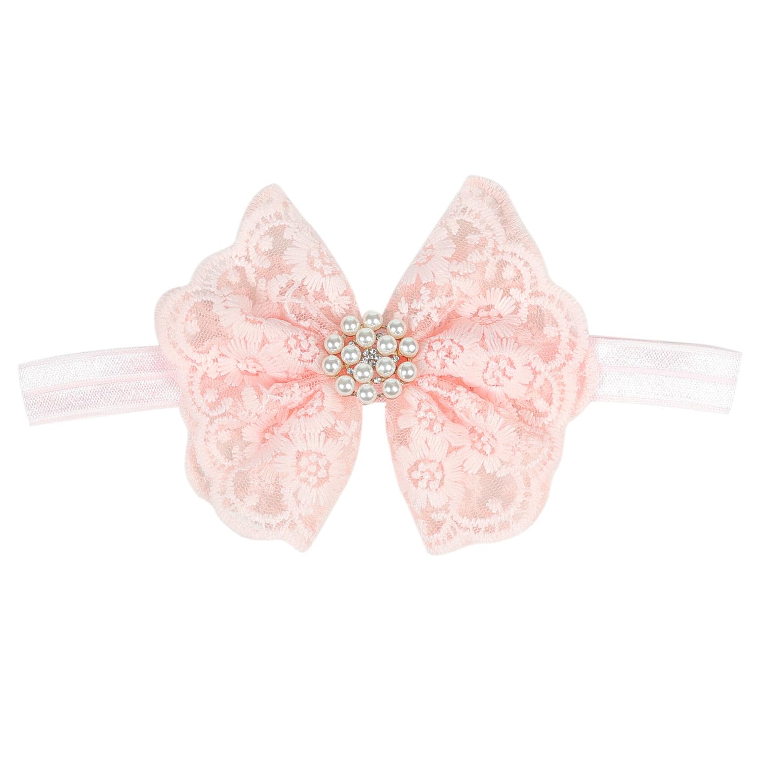 Koolgil Baby Girl'S Elegant Lace Bow Knot Headband Children'S Rhinestone Pearl Lace Headband For Birthday Party Photography (A-