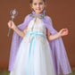 Mesh Cape Cloak Big Girls Lace-Up Matching Birthday Princess Cape Princess Cloak Fancy Costume Party Cosplay Tulle Sparkly Hallo