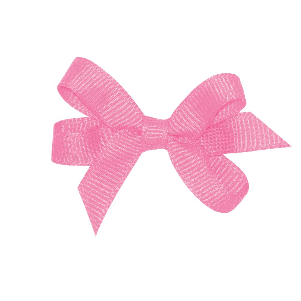 Wee Ones Girls' Classic Grosgrain Hair Bow With Plain Wrap Center On A Weestay Hair Clip, Handmade, Baby Sized Bow, Hot Pink