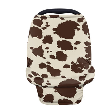 Wanyint Brown Cow Nursing Cover Carseat Canopy Cover Adorable Animal Fur Print Car Seat Covers For Babies Girls Boys Breathable