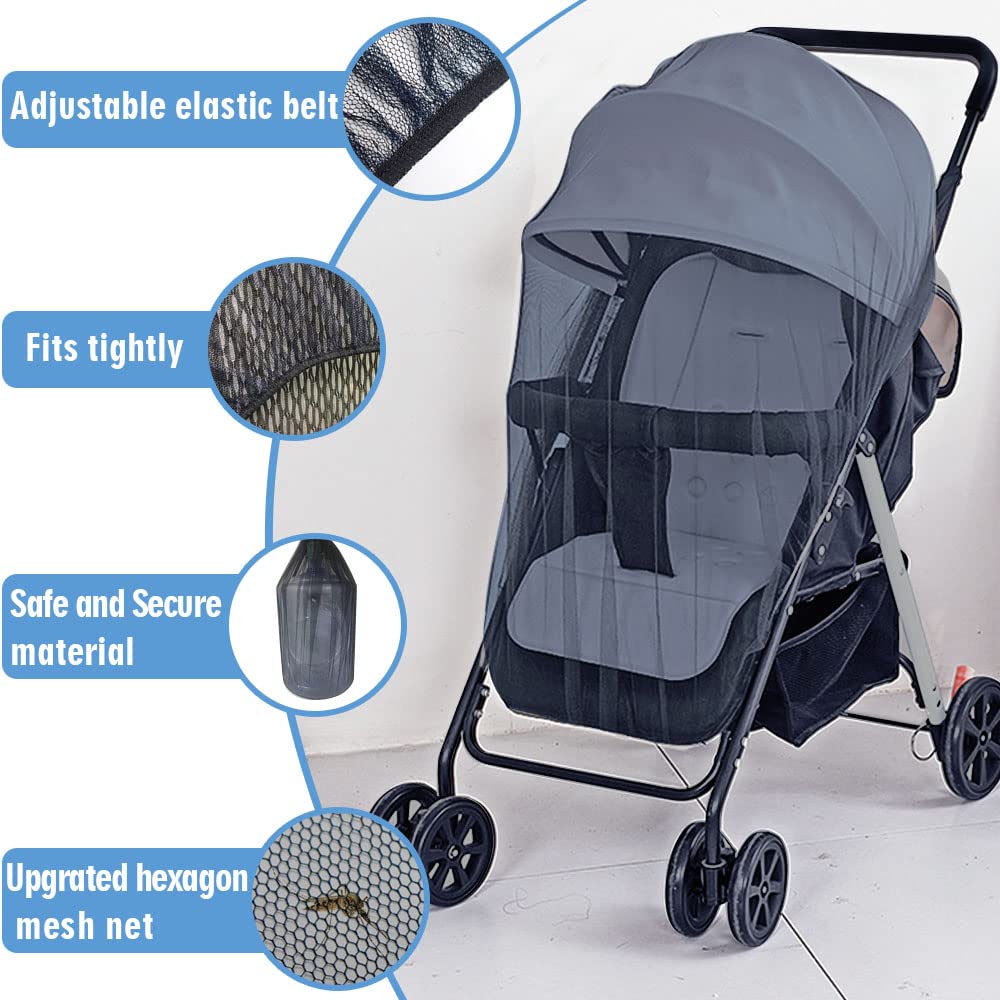 Mosquito Net For Stroller 2Pack - Protective Baby Mosquito Bug Net For Strollers, Bassinets, Cradles, Playards, Pack N Plays And