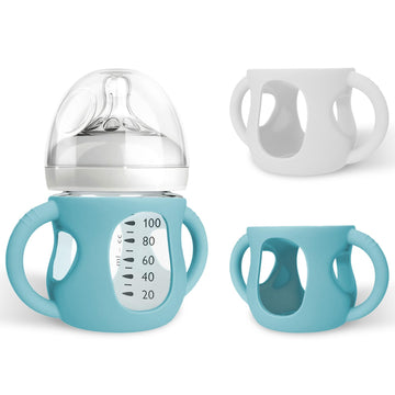Audrwall Silicone Sleeves For Avent Natural Glass Baby Bottles, Bpa Free, Anti Breakage Baby Bottle Holder (Green + White, 4 Oun