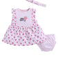 Smart Baby little Berry 3Piece Frock Set With Bloomer & Headband  Pink Strawberry Print
