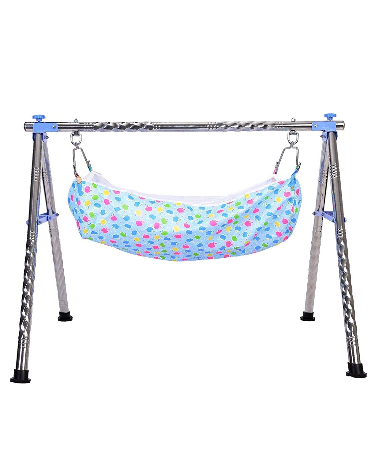 A To Z Hub BoyS And GirlS Portable Folding Ghodiyu With Free Cotton Cloth. (Regular Folding Round Pipe (Blue))