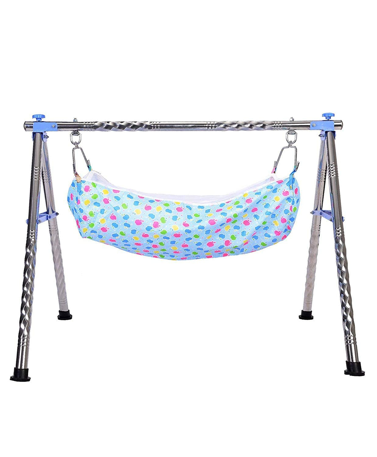 A To Z Hub BoyS And GirlS Portable Folding Ghodiyu With Free Cotton Cloth. (Regular Folding Round Pipe (Blue))
