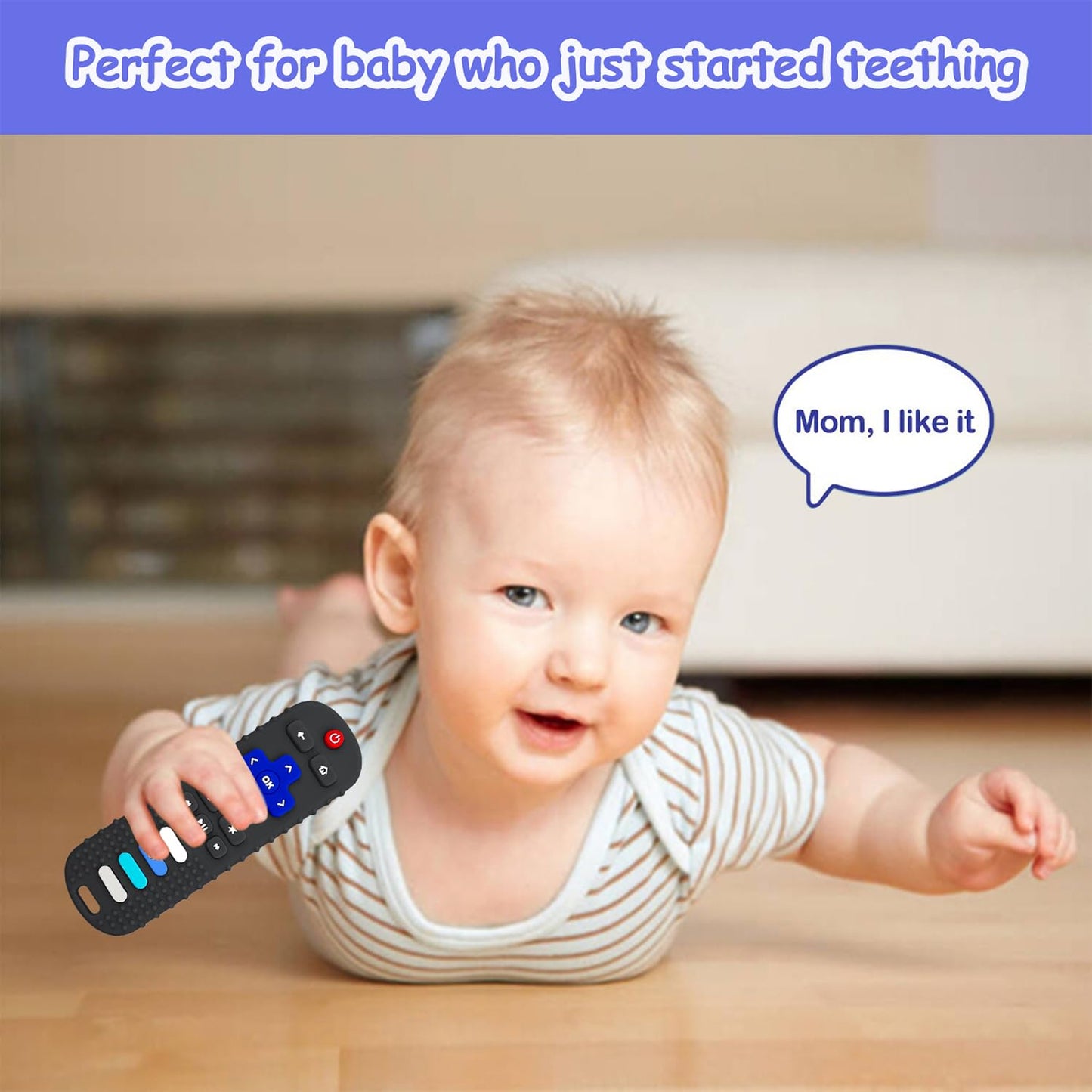 ROBBEAR Baby Teething Toys, Food Grade Silicone Teether for Babies 3 6 12 18 Months, TV Remote Shape Toddlers Chew Toys, Freezer