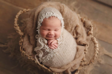 Vemonllas Newborn Baby Photography Props Outfits Hat Long Ripple Wrap Set For Boys Girls Photography (Brown)