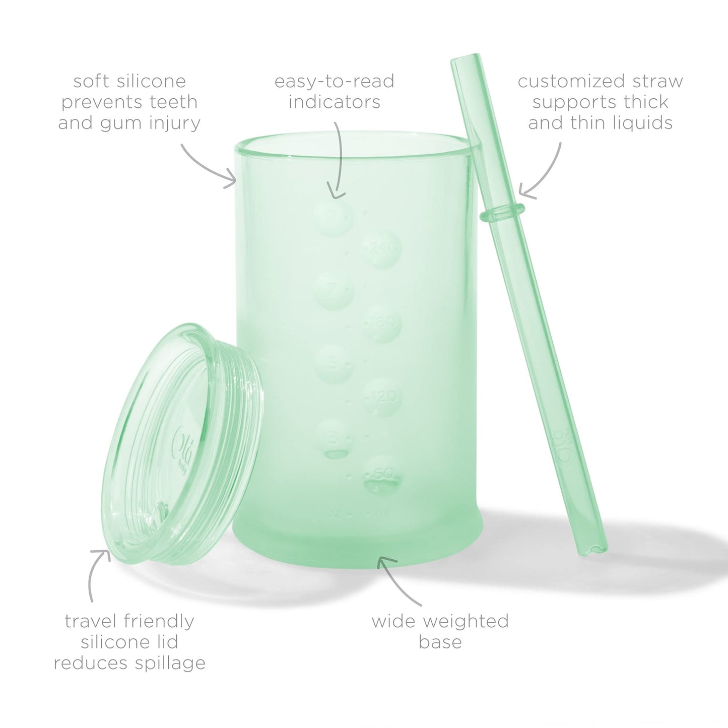 Olababy Clear View Silicone Training Cup With Straw Lid  Toddler Sippy Trainer 12Mo+  Unbreakable Water Drinking Cups For Kids 2