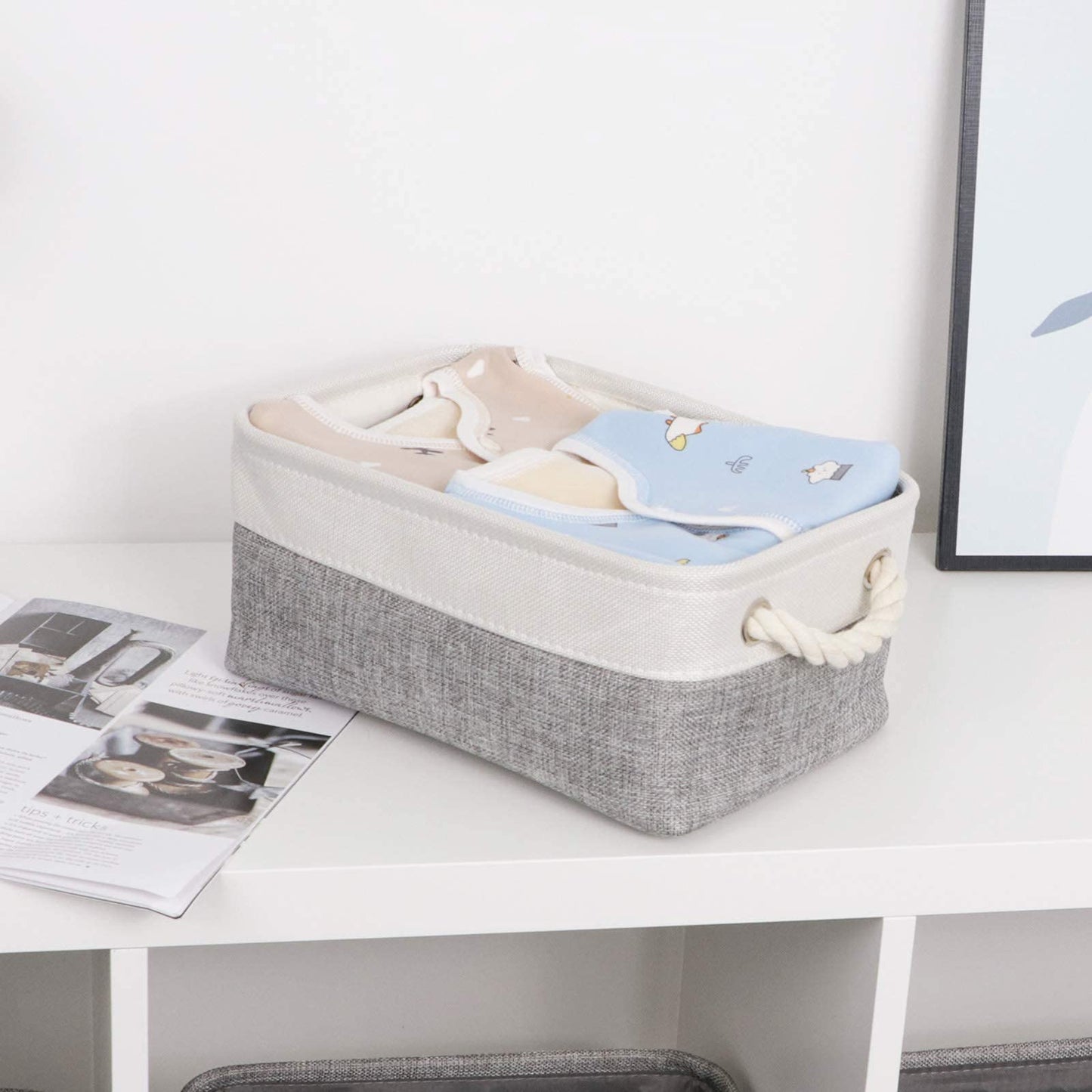 Bidtakay Storage Baskets For Organizing Small Fabric Baskets 11.8 X 7.8 X 5 Inch Collapsible Storage Bins With Handles For Shlev