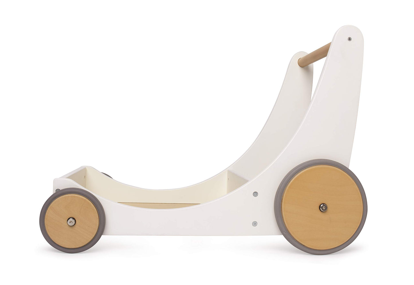 Kinderfeets 2-In-1 Wooden Cargo Walker Cart Wagon With Adjustable Rubber Wheels And Removable Basket For Children And Toddlers (