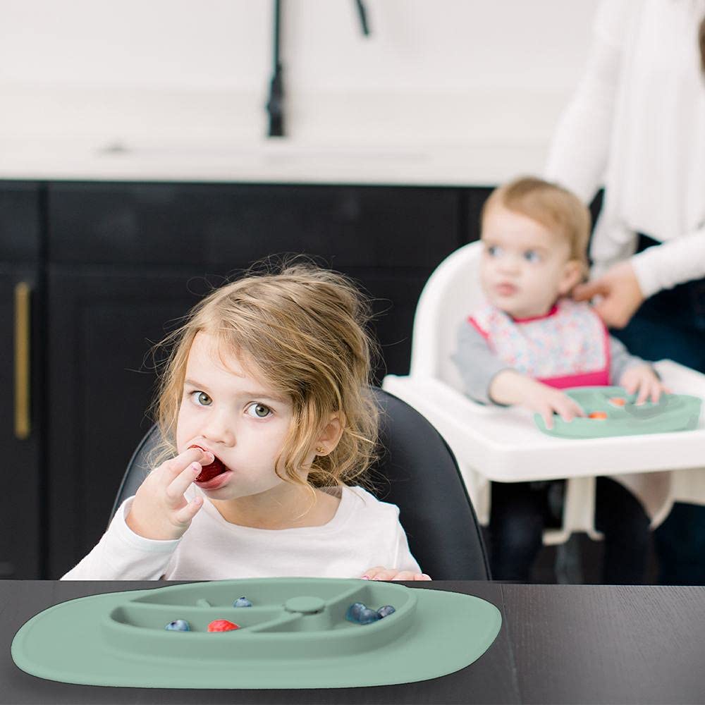 Bazzle Baby Anchor Silicone Suction Plate And Mat, Bpa Free, Divided Sections, 3 To 36 Months (Cranberry)