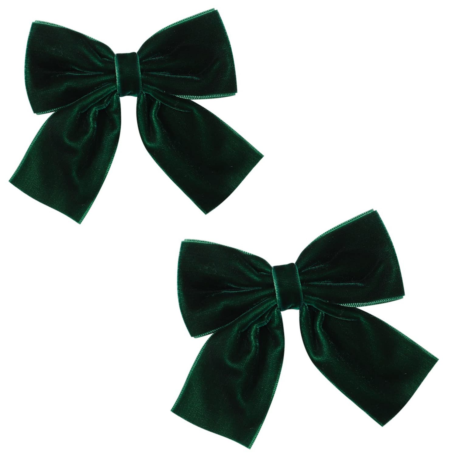 Hjiaruiky Green Velvet Hair Bows Clips - Hand-made Big Bows for Little Girls