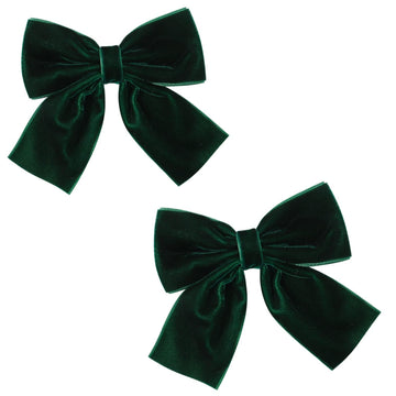 Hjiaruiky Green Velvet Hair Bows Clips - Hand-made Big Bows for Little Girls