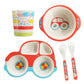 5 Piece Bamboo Dinnerware For Kids, Toddler, Car Plate And Bowl Set, Eco Friendly And Dishwasher Safe, Great Gift For Birthday,