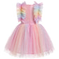 Girls Rainbow Dress, Baby Girl Dress, Dress For Baby Girl, Toddler Birthday Dress Infant Ruffled Butterfly Embroidered Special O