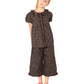 Cherry Crumble Brown Floral Printed 100% Cotton Short Sleeves Boat Neck Night Wear Loose Fit Summer Nightsuit for Girls