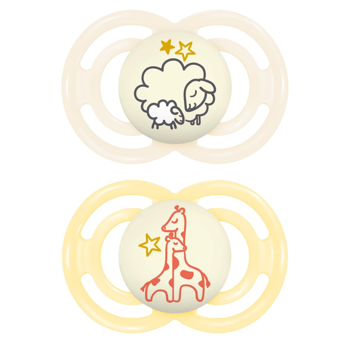 Mam Perfect Night Baby Pacifier, Patented Nipple, Glows In The Dark, 2 Pack, 6+ Months, Unisex