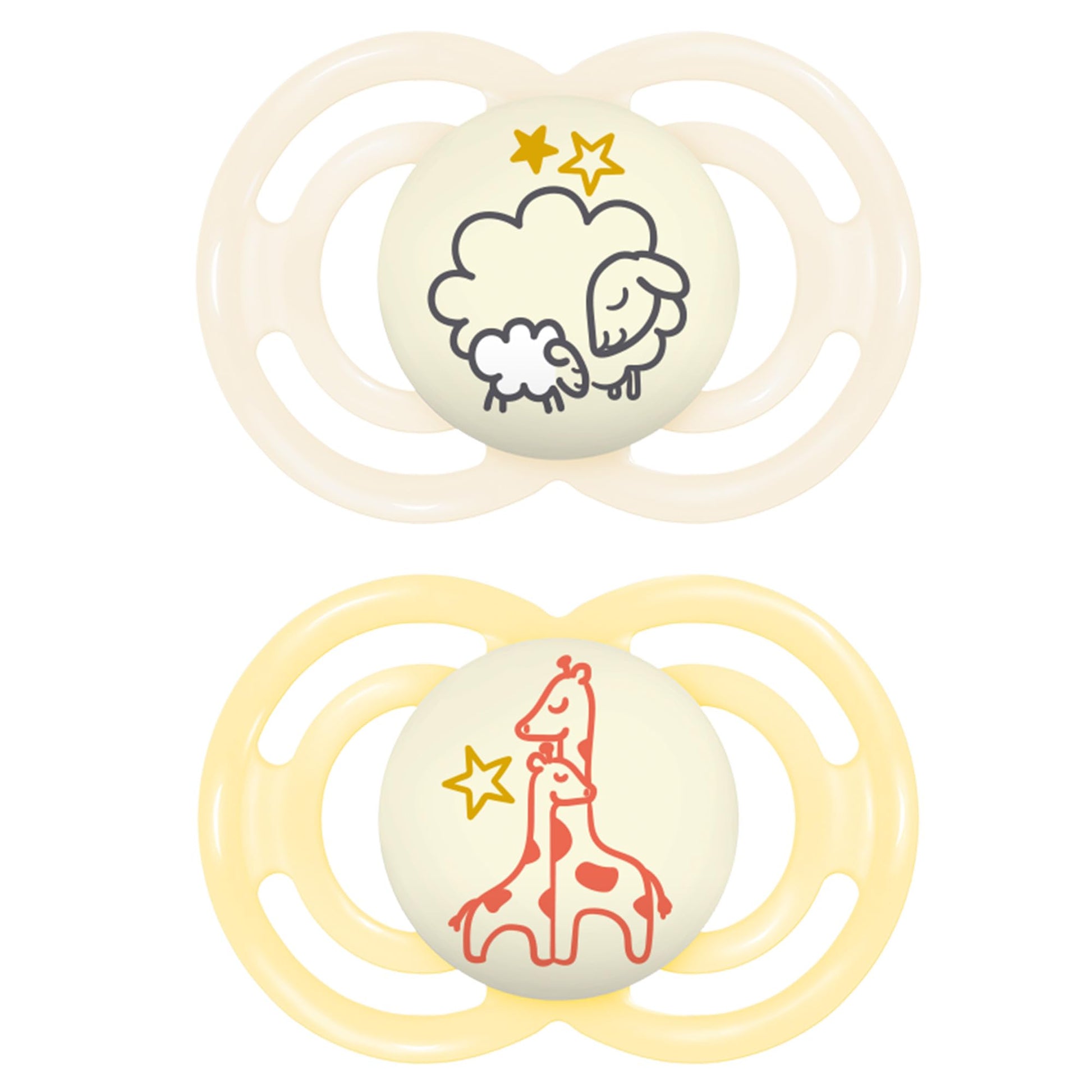 Mam Perfect Night Baby Pacifier, Patented Nipple, Glows In The Dark, 2 Pack, 6+ Months, Unisex