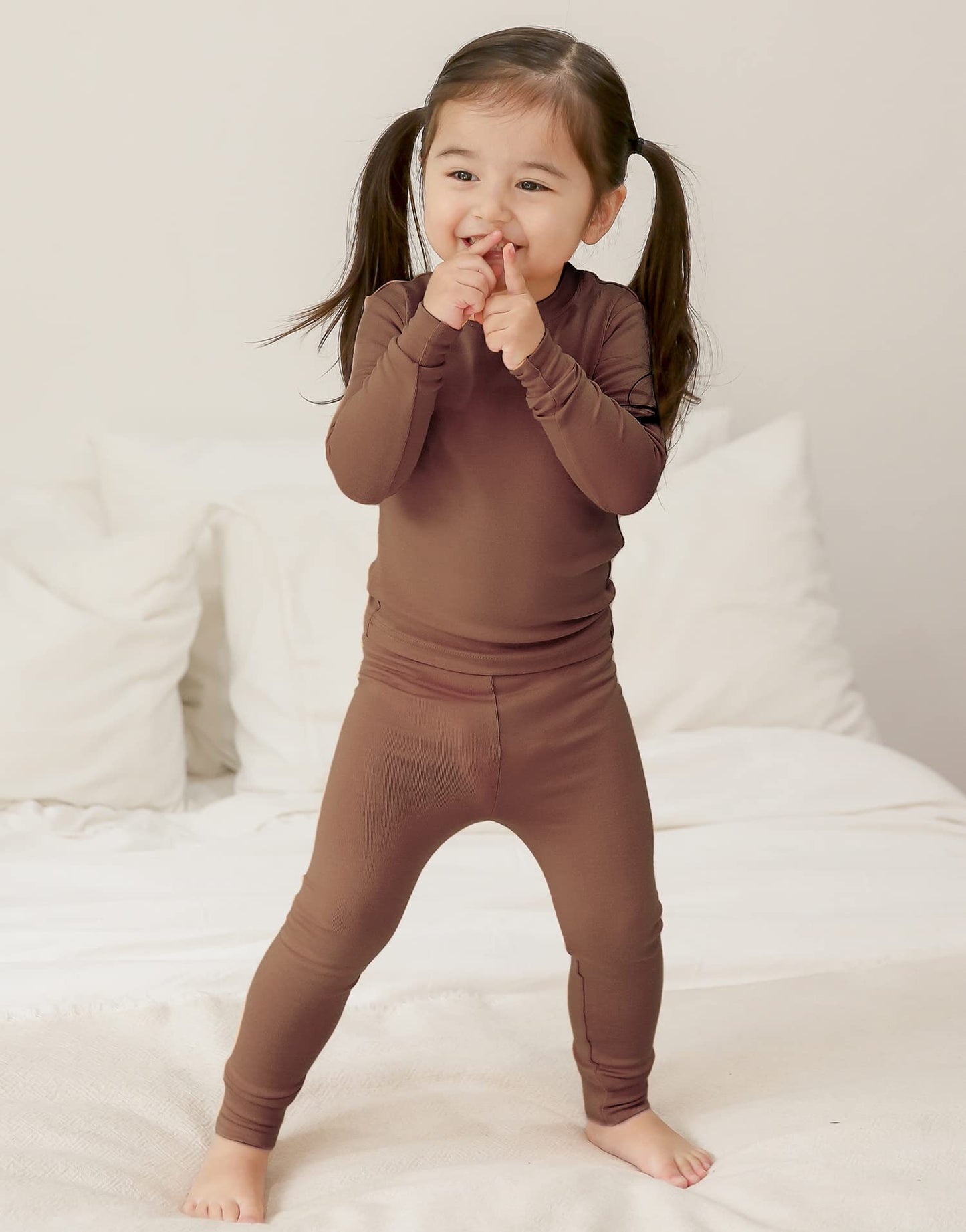 Vaenait Kids Toddler Long Sleeve Sleepwear Pajamas 2Pcs Set Modal Brown 2Xl
