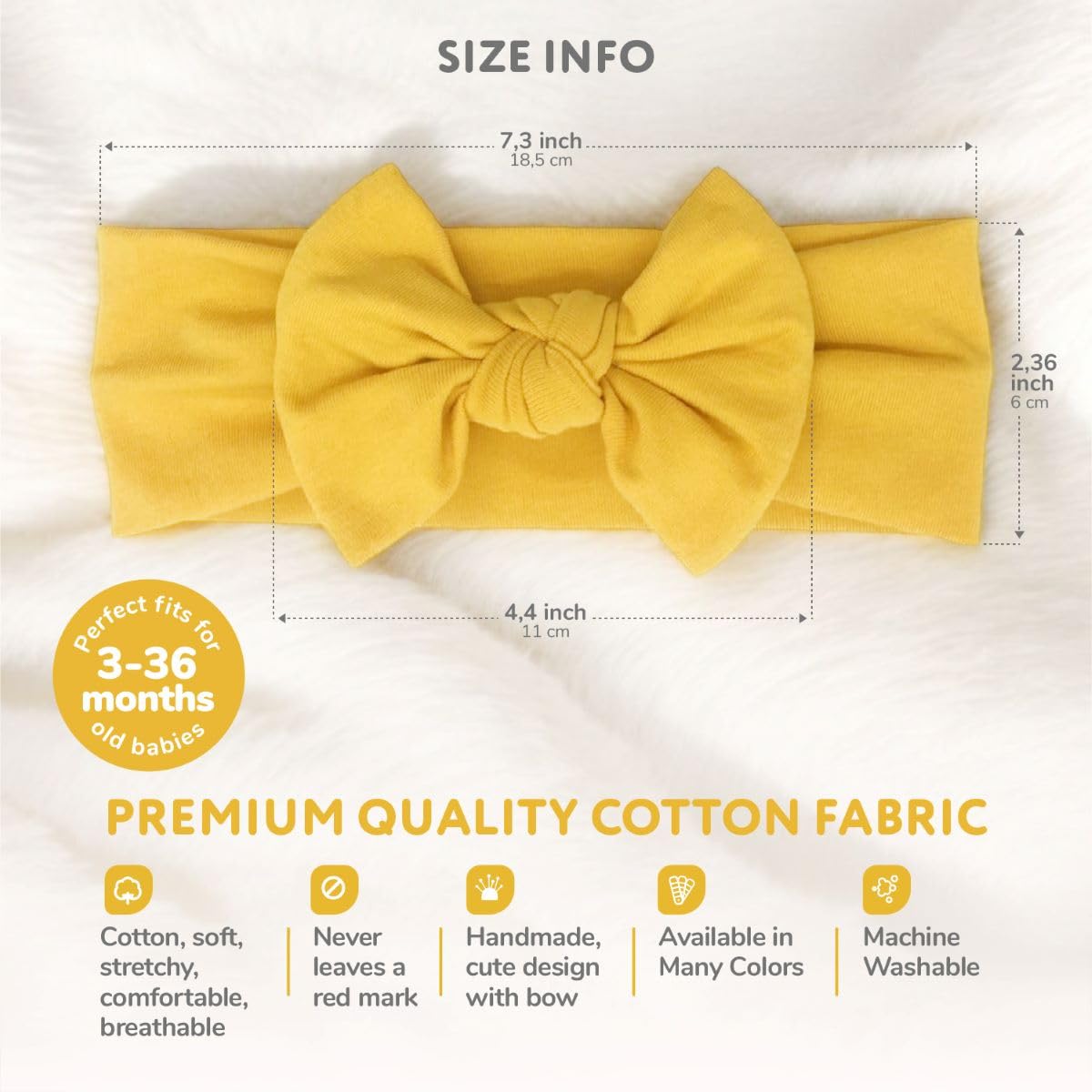Babygiz Baby Girl Headbands-Infant,Toddler Cotton Handmade Hairbands With Bows Child Hair Accessories (Beige)
