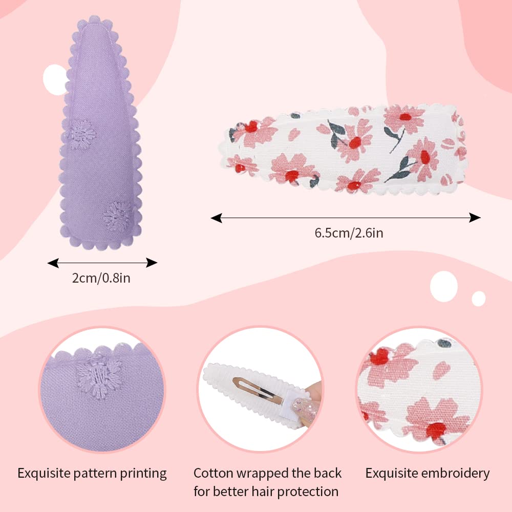 40 Pcs Girl Hair Clips Floral Print Toddler Hair Clips Non Slip Wrapped Snap Hairpins For Kids Barrettes Hair Accessories For Ba