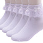 Xiyadun 5 Pairs Toddler Baby & Child Girls Ruffle Lace Ankle Cotton Dress Socks (M For 3-6 Years, Ruffle White)