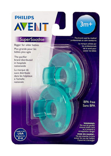 Philips Avent Super Soothie Pacifier, Green, 3+ Months, 2 Pack, Scf192/05