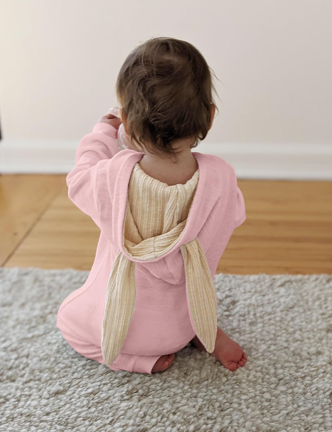 Agqt Baby Girls Bunny Costume 1St Easter 1St Halloween Animal Outfit One Piece Romper Bunny Ear Bodysuits Hoodie Outfit Pink Siz