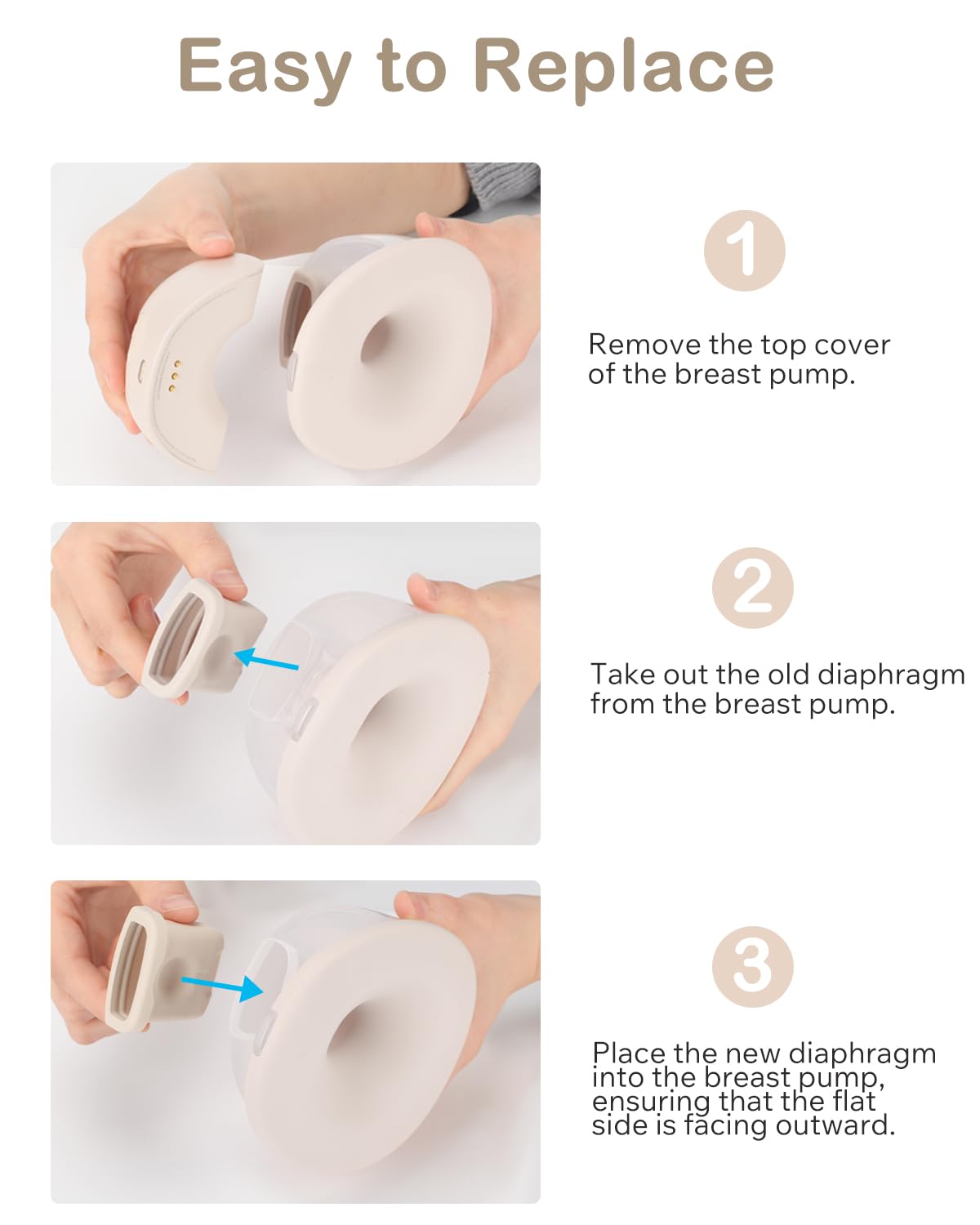 4Pcs Replacement Diaphragm For Eufy Wearable Breast Pump E10/S1/S1 Pro - Soft Silicone, Easy To Clean & Install