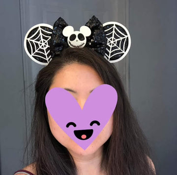 Clgift Halloween Jack Minnie Ears,Pick Your Color, Iridescent Minnie Ears, Silver Gold Blue Minnie Ears, Rainbow Sparkle Mouse E