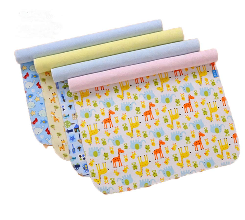 Monvecle 4Pcs Pack Baby Infant Waterproof Cotton Changing Pads Washable Resuable Diapers Liners Mats (4Pcs Pack-18'X12')