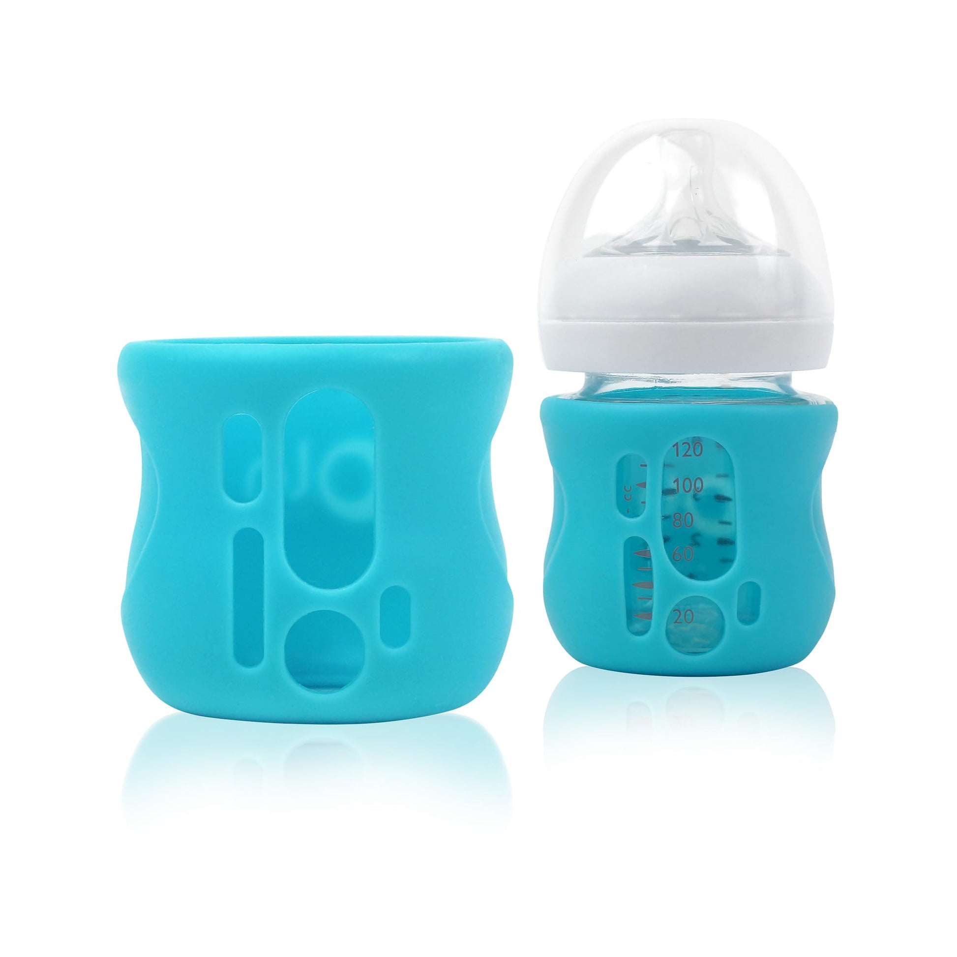 Olababy Silicone Sleeve For Avent Natural Glass Baby Bottles (4 Oz, Blue)