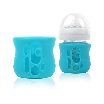 Olababy Silicone Sleeve For Avent Natural Glass Baby Bottles (4 Oz, Blue)
