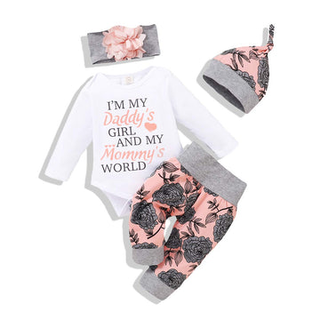 Renotemy Infant Baby Girl Outfit Winter Newborn Clothes Set Ruffle Tops Pants With Headband Cute Baby Girl Outfits 6-12 Months