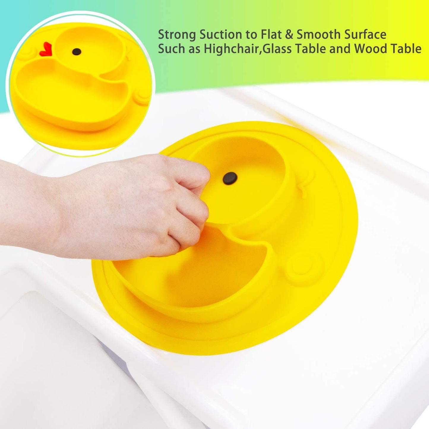 Baby Plate Silicone Toddler Plates Suction Placemat Divided Dishes For Kids And Infants One-Piece Strong Suction, Bpa Free, Micr