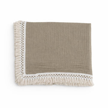 Varniya Lifestyles | 100% Organic Crinkled Muslin Cotton Baby Swaddle  UltraSoft, Hypoallergenic | 120100 cm | Teddy Taupe | F