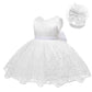 Lzh Baby Girls Lace Embroidery Dress Bowknot Party Dress Bridesmaid Wedding Gown With Headwear A-White