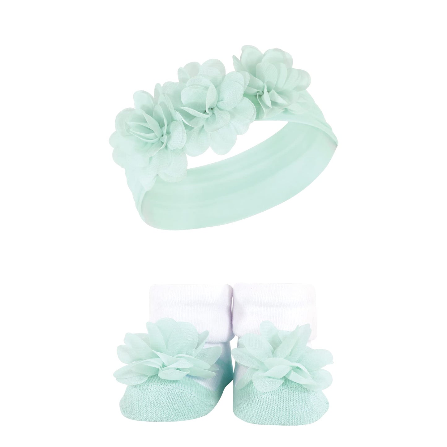 Hudson Baby Baby Girls' Headband And Socks Giftset, Pink Purple Mint, One Size