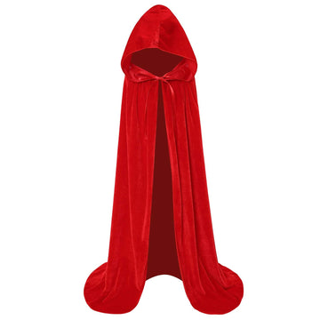Makroyl Kids Velvet Cloak Cape With Hooded For Halloween Christmas Cosplay Costumes (Small, Red)