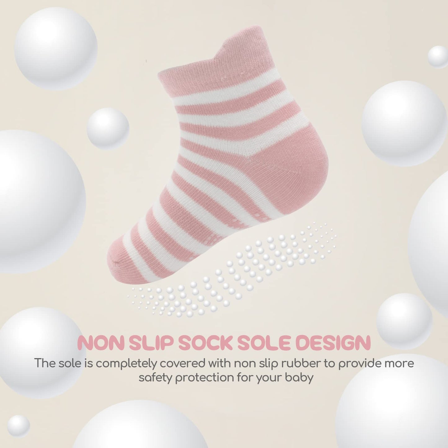 Aroveea Non Slip Grip Ankle Baby Socks 3-5 Years Old For Toddler Boys And Girls Kids Socks 12 Pack, Cute Cotton Baby Socks