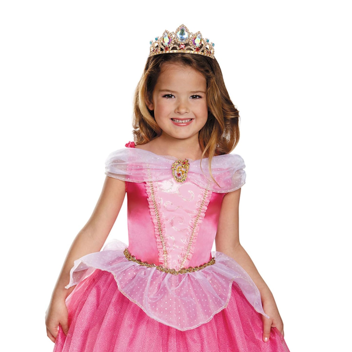 Girls Birthday Gift Rapunzel Aurora Borealis Stone Sparkle Gold Tiara Halloween Princess Tangled Costume