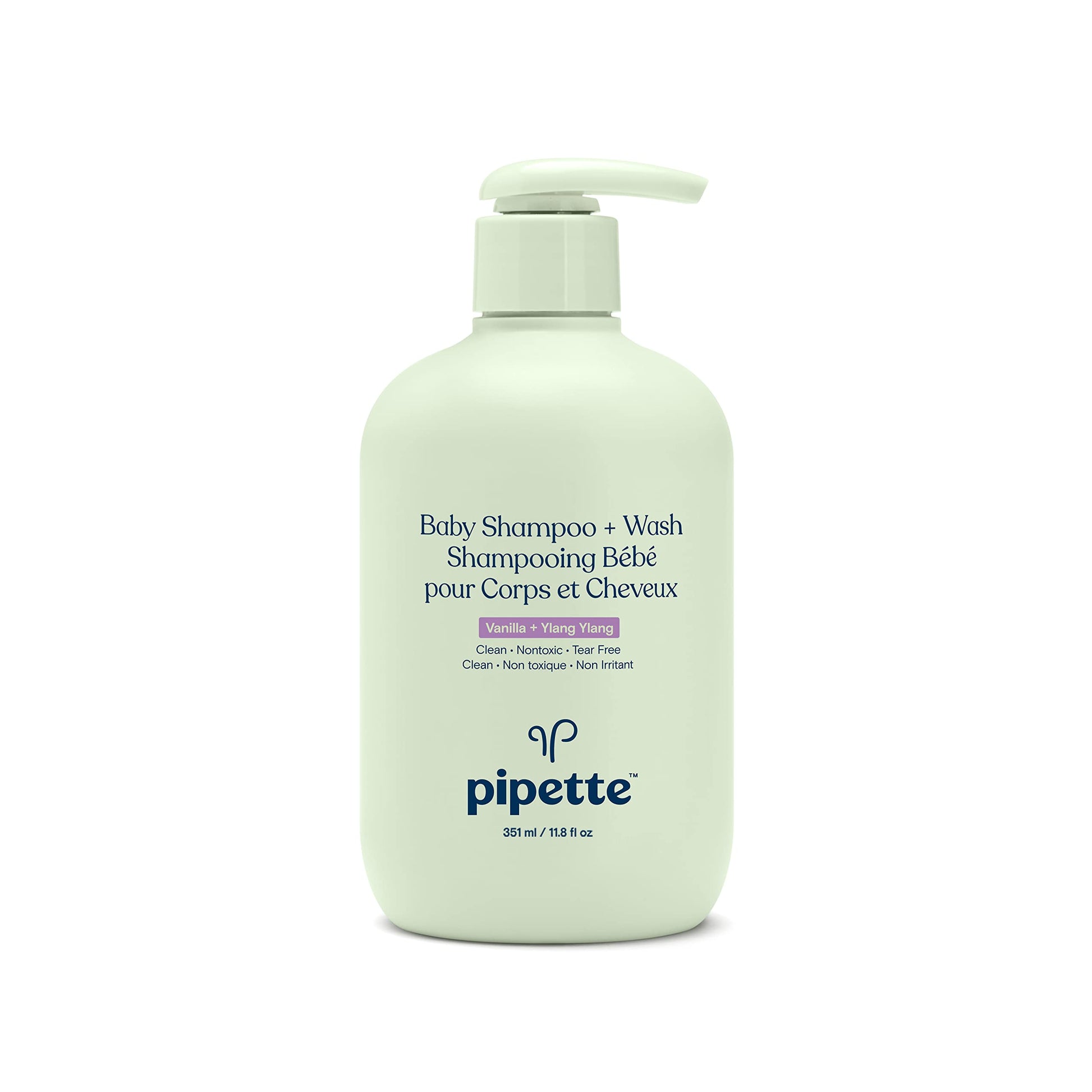 Pipette Baby Shampoo And Body Wash - Vanilla + Ylang Ylang, Tear-Free Bath Time, Hypoallergenic, Moisturizing Plant-Derived Squa