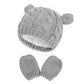Fynnsure Baby Hat Glove Set Soft Newborn Mittens Baby Girl Boys Knitted Toddler Cap Infant Winter Beanie Mitten Sets Gray S