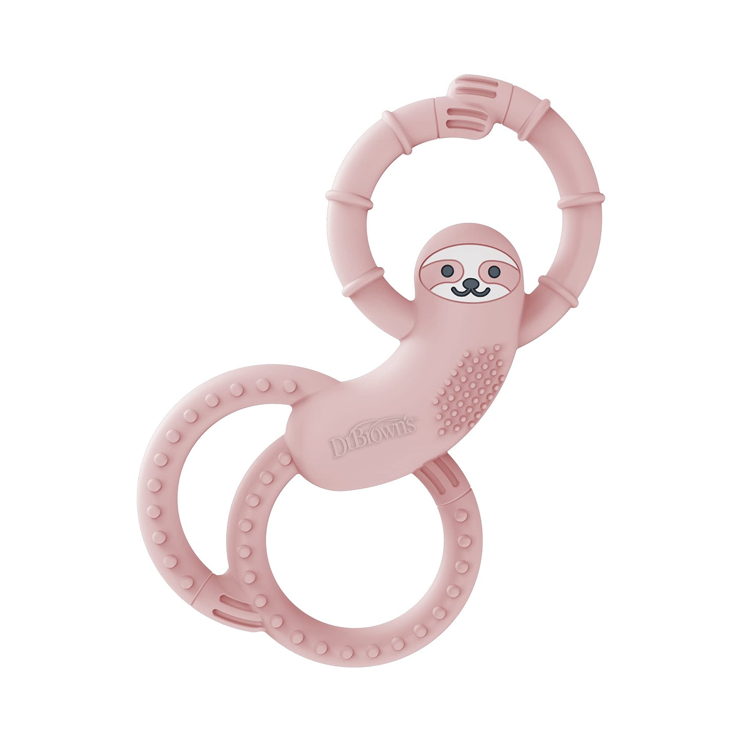 Dr. Browns Flexees Pink Sloth, Soft 100% Silicone Baby Teether, BPA Free, 3m+
