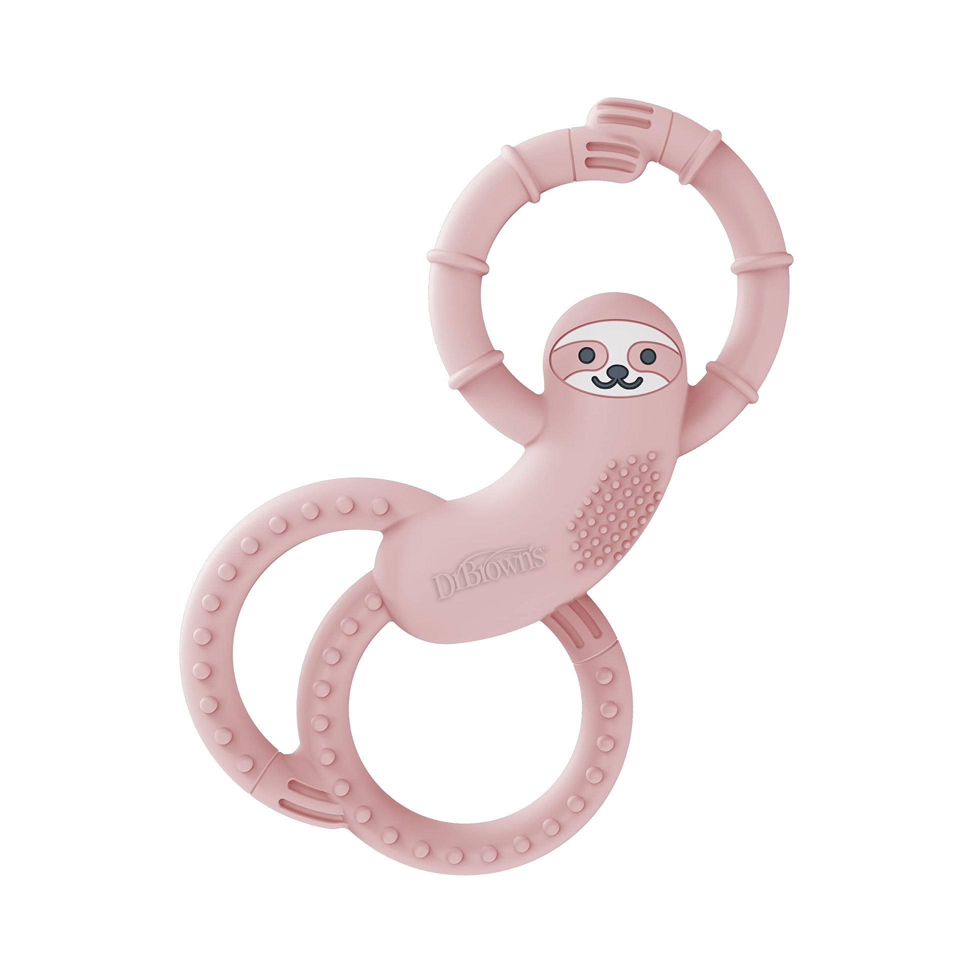 Dr. Browns Flexees Pink Sloth, Soft 100% Silicone Baby Teether, BPA Free, 3m+