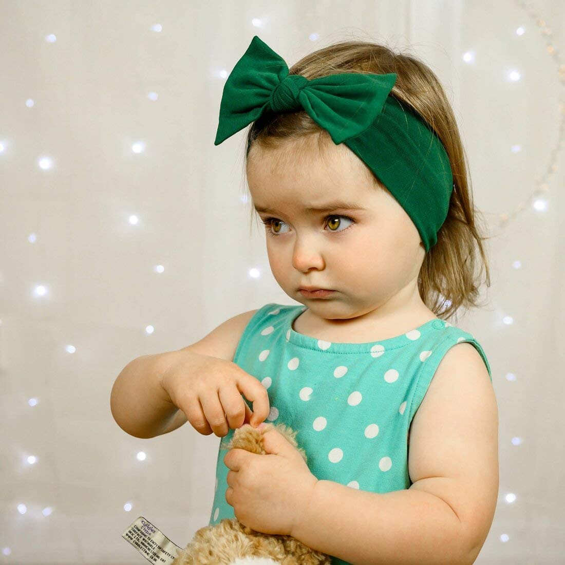 Babygiz Baby Girl Headbands-Infant,Toddler Cotton Handmade Hairbands With Bows Child Hair Accessories (Dark Green)