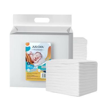 Jus Cool Baby Disposable Changing Pads, 24   X 24   (100 Count) Underpads Portable Diaper Changing Pads, Soft Bed Pads Ultra Abs